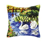 Orchidea Cross Stitch Cushion Kit, Swans, 40 x 40cm
