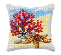 Orchidea Cushion Cross-Stitch, Coral and Starfish, 40 x 40cm