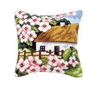 Orchidea Cushion Cross-Stitch, House with Flowers, 40 x 40cm