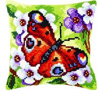 Orchidea - Cushion Cross Stitch Kit - Butterfly - Printed Canvas - 4.5 Count - for Adults - 9379, 40 x 40cm