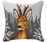 Orchidea - Cushion Cross Stitch Kit - Deer - Printed Canvas - 4.5 Count - for Adults - 99014, 40 x 40cm