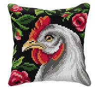 Orchidea Cushion Cross Stitch Kit, Hen, 40 x 40cm