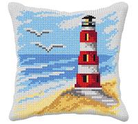 Orchidea - Cushion Cross Stitch Kit - Light House - Printed Canvas - 4.5 Count - For Adults - 99026