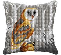 Orchidea - Cushion Cross Stitch Kit - Owl - Printed Canvas - 4.5 Count - for Adults - 99015, 40 x 40cm