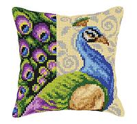Orchidea Cushion Cross Stitch Kit, Peacock, 40 x 40cm