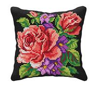 Orchidea Cushion: Cross Stitch Kit, Roses & Violets, 40 x 40cm