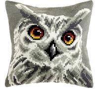 Orchidea - Cushion Cross Stitch Kit - White Owl - Printed Canvas - 4.5 Count - for Adults - 9532, 40 x 40cm