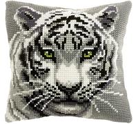 Orchidea - Cushion Cross Stitch Kit - White Tiger - Printed Canvas - 4.5 Count - for Adults - 9531, 40 x 40cm