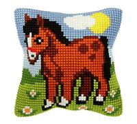 Orchidea Horse in Field Cushion Front Chunky Cross Stitch Kit