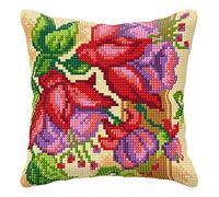 Orchidea Large Cross Stitch Cushion Kit, Exotic Flowers, 40 x 40cm