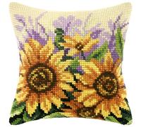 Orchidea Large Cross Stitch Cushion Kit, Sunflowers, 40 x 40cm