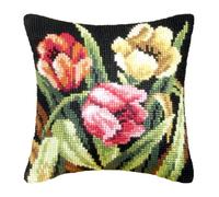 Orchidea Large Cross Stitch Cushion Kit, Tumbling Tulips, 40 x 40cm