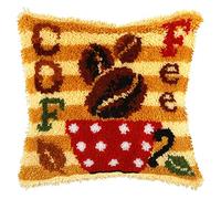 Orchidea Latch Hook Cushion Kit Coffee, Assorted, 16x16 inch