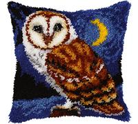 Orchidea - Latch Hook Cushion Kit - Owl - Printed Canvas - 4.5 Count - for Adults - 4139