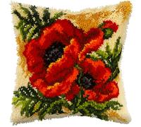 Orchidea - Latch Hook Cushion Kit - Poppy - Printed Canvas - 4.5 Count - for Adults - 4087