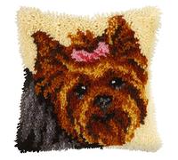 Orchidea Latch Hook Kit: Cushion: Yorkie, Multi, 25.5cm x 25.5cm