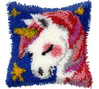 Orchidea - Latch Hook Small Cushion Kit - Unicorn - Printed Canvas - 4.5 Count - for Adults - 4080