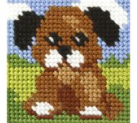Orchidea Needlepoint Kit My First Embroidery Mini Puppy for Embroidery - 105mm x 107mm - Each
