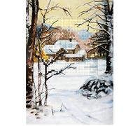 Orchidea Snowy Cottage in Woods Card Cross Stitch Kit