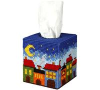 Orchidea - Tissue Box Cover - Needlepoint Kit - City at Night - Plastic Canvas - 7 Count - for Adults - 5103