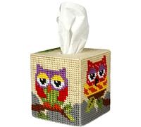 Orchidea - Tissue Box Cover - Needlepoint Kit - Owl - Plastic Canvas - 7 Count - for Adults - 5100