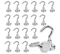 Orchideeknc 20 PCS 16mm Magnetic Hooks, Load Capacity 8KG/17.6LBS, Magnetic Hooks for Cruise Cabins, Magnetic Hook for Fridge, Ship, Wall, Ceiling, Van, and Clothes Hanging Essentials