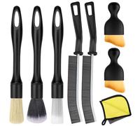 Orchideeknc Car Cleaning Brush Set, 7 Pieces Car Detailing Brush with 1 Piece Cleaning Cloth, Dusting Brush for Air Vents, Tyres, Rims, Interior and Exterior