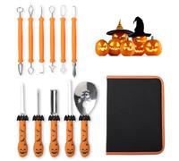 Orchideeknc Halloween Pumpkin Carving Set, 11 Pieces Professional Stainless Steel Pumpkin Sculpting Tool kit with Storage Bag