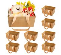 Orchidleaf 32 Pcs Basket for Gifts Empty, 6.5 x 9.8 Inch Kraft Empty Gifts Baskets with Handle, DIY Bulk Empty Gift Basket for Christmas, Party, Valentine's Day, Weddings, Thanksgiving, Graduation