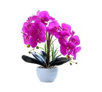 Orchids Artificial Flowers 15.7in 14Petals Fake Orchid with Pot, Purple