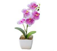 Orchids Artificial in Pots, Artificial Phalaenopsis Orchid Potted Plant 27cm Height 5-Head Simulated Flower Indoor Decorative Faux Plant for Home(purple)