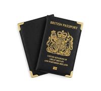 ORCHIDS British Passport Wallet PU Leather Passport Holder Cover for Men and Women (Black)