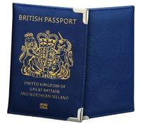 ORCHIDS British Passport Wallet PU Leather Passport Holder Cover for Men and Women (Blue)