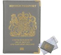 ORCHIDS British Passport Wallet PU Leather Passport Holder Cover for Men and Women (Gray)
