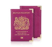 ORCHIDS British Passport Wallet PU Leather Passport Holder Cover for Men and Women (HOT Pink)