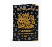 ORCHIDS British Passport Wallet PU Leather Passport Holder Cover for Men and Women (Polka Dot(Black))