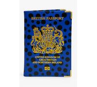 ORCHIDS British Passport Wallet PU Leather Passport Holder Cover for Men and Women (Polka Dot(Blue))