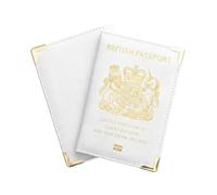 ORCHIDS British Passport Wallet PU Leather Passport Holder Cover for Men and Women (White)