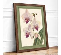 Orchids in Bloom Botanical Framed Wall Art Print A2 Walnut