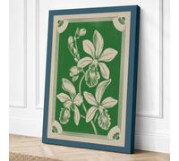 Orchids in Green Botanical Canvas Wall Art Print 36x24 Inch