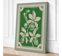 Orchids in Green Botanical Canvas Wall Art Print 36x24 Inch