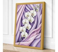 Orchids in Lavender Botanical Canvas Wall Art Print 24x16 Inch