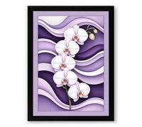 Orchids in Lavender Waves Botanical Framed Wall Art Print A1 (84.1×59.4cm) Black, Wall Decor for Living Room, Bedroom, Office & Home, Ready to Hang, Art Gift