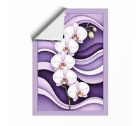 Orchids in Lavender Waves Botanical Unframed Wall Art Print A4 (29.7×21cm), Wall Decor for Living Room, Bedroom, Office & Home, Art Gift