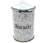 ORCHIDS Luxury Silver Diamond Crush Cookie Jar - Decorative Biscuit Tin with Sparkling Crystal Accents