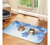 Orchids Natural Flowers,Waterproof Pet Feeding Mat,PU Leather Placemats for Cat Dog Water Bowl,Food Mats,40x60cm