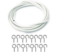 ORCHIDS Net Curtain Wire And Hooks Set - 2m Curtain Wire Kit With 4 Eyes & 4 Hooks - A Multipurpose Wire Suitable For Net Curtains For Windows - Durable Wire Set For Window Net Curtain
