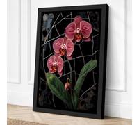 Orchids on Trellis Botanical Canvas Wall Art Print 24x16 Inch | Black