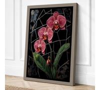 Orchids on Trellis Botanical Canvas Wall Art Print 24x16 Inch | Taupe