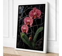 Orchids on Trellis Botanical Canvas Wall Art Print 30x20 Inch | White